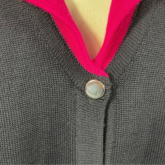 Vintage Laurel By Escada Wool Black Pink Blue Harlequin Diamond Cardigan Sz 42 - Picture 4 of 13